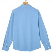  Homens Camisa Social Camisa de linho camisa de verão Roupa de Praia Tecido Férias Casual Preto Branco Azul Verde Manga Longa Lapela Primavera Verão Roupa