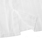 preiswerte Herrenhemd zum Knöpfen-Herren Hemd Sommerhemd Knopfhemd Jacquard-Hemd Strickjacke Schwarz Weiß Kurzarm Texture Mode Revers Lässig Heim Loch Bekleidung Modern Moderne zeitgenössische Lässig