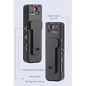 abordables Cámaras de red IP de interiores-Cámara corporal HD 1080p con visión nocturna infrarroja, mini cámara de seguridad portátil con clip para el hogar, la oficina y exteriores, grabadora de vídeo portátil con estabilización deportiva y