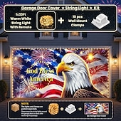 baratos 250º Aniversário-Capa decorativa para porta de garagem comemorativa do 250º aniversário - águia-careca patriótica e bandeira americana, banner para o 4 de julho - capa para porta de garagem para decoração da festa do Dia da Independência de 2026, 2,4 x 2,1 m