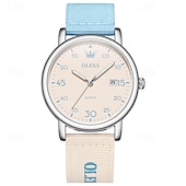 voordelige Quartz-horloges-Olevs dameshorloge in roze, schattig analoog quartz polshorloge met datumweergave, casual modieus meisjeshorloge met ademende nylon band, waterdicht tot 30 meter, verjaardagscadeau voor tienermeisjes