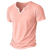 abordables camisetas basicas-Hombre Camiseta Camiseta de punto Camiseta superior Manga Corta Escote en Pico Verano Color sólido Moda Ligeras Básico Puro Casual Vacaciones Calle Azul Piscina Negro Verde Claro Camiseta superior