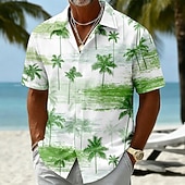 economico Piante tropicali-Per uomo Palma di Cocco Piante Tropicali Camicia hawaiana estiva Camicie tropicali Camicia Aloha Manica Corta Hawaiano Quotidiano Vacanza al Mare Estate Primavera Collo ripiegato Stampa 3D Camicie