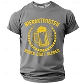  Men's Bieraktivisten Heben Statt Kleben German Beer Humor T Shirt Graphic Slim Fit Oktoberfest Pub Party Casual Designer Clothing Apparel S M L XL XXL XXXL