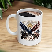  250th Anniversary Christian Mug, Patriotic We The People Eagle Cross Bible Coffee Cup, Faith Freedom Future 1776-2026 Ceramic Mug, America 250 Years Celebration Gift for Veterans, Conservatives, Chris