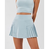 preiswerte Damenröcke &amp; Skorts-Damen Einfarbig Lässiger Rock Tennis-Skort Tennisröcke mit Shorts Tasche Schnelltrocknend Atmungsaktiv Laufen Fitness Yoga Rock Laufrock Weiß Schwarz Blau Tennisbekleidung