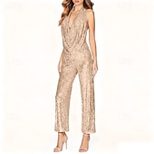 economico Outfit-Retrò Vintage Anni '70 Tuta Disco Paillettes Scollo a Cascata Costume Per donna Halloween Carnevale Parata dell'Orgoglio Mese dell'orgoglio Adulti Tuta Estate