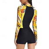  Per donna Top sottomuta Costume Intero Patchwork Stampato Cerniera Frontale Protezione Solare UV Asciugatura Rapida Leggero Manica Lunga Body costume da bagno Surf Spiaggia Sport Acquatici Estate
