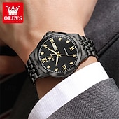 baratos Relógio Automático-Relógio masculino automático Olevs de luxo, em aço inoxidável prateado, com mecanismo de corda automática, mostrador com numerais romanos, diamantes, à prova d'água e com ponteiros luminosos, ideal