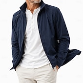 cheap Casual Jackets-Men Lightweight Jacket Casual Sun Protection UV Protection Slim Spring &amp; Summer Spring Casual Daily Outdoor Stand Collar Regular Dark Blue Grey Jacket