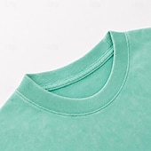 ieftine Tricou grafic pentru bărbați-Tricou bărbătesc cu imprimeu hawaian din frunze de palmier și nucă de cocos, 100% bumbac, spălat acid, gros, tricou cu mânecă scurtă, guler rotund, stil DTG, îmbrăcăminte la modă, stil zilnic,