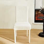 cheap Dining Chair Cover-Polar Fleece Fabric Dining Chair Cover, Stretch Elastic Chair Slipcover for Home Hotel, Washable Removable Soft Seat Protector