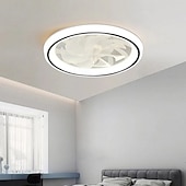 رخيصةأون إضاءات مراوح السقف-مروحة سقف مثبتة على السطح مزودة بإضاءة LED - إضاءة قابلة للتعتيم بألوان دافئة، طبيعية، وباردة بيضاء، تغطي مساحة 15-30 مترًا مربعًا، مزودة بجهاز تحكم عن بعد، مطلية بالنيكل المصقول، قاعدة E26
