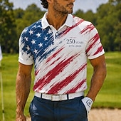  4 luglio 2026 250° Per uomo Bandiera Polo Sportivi Manica Corta Magliette polo Camicie con Colletto Casual Athleisure Abbigliamento quotidiano Abito da festa Stampa 3D Bottoni Tessuto retato