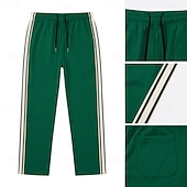 abordables pantalones casuales-Hombre Pantalones Pantalones casuales Pantalones anchos Correa Bolsillo Cintura elástica A Rayas Comodidad Suave Casual Diario Exterior Vacaciones Moda Caqui Negro Microelástico