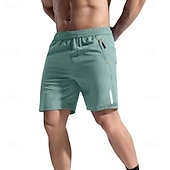 abordables Casual Shorts-Men's Athletic Shorts Shorts Summer Shorts Beach Shorts Casual Shorts Pocket Elastic Waist Plain Quick Dry Breathable Short Casual Outdoor Beach Vacation Fashion Lake blue Black Micro-elastic