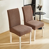 cheap Dining Chair Cover-Polar Fleece Fabric Dining Chair Cover, Stretch Elastic Chair Slipcover for Home Hotel, Washable Removable Soft Seat Protector