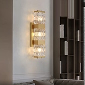 cheap Indoor Wall Lights-Crystal wall sconces, indoor bathroom vanity wall accessories, vintage gold wall-mounted lights, bedroom, bedside table, hallway, dining room decor