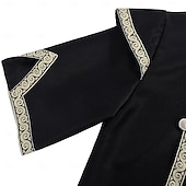 baratos Αριστος-Retro Vintage Medieval Renaissance Waist Belt Tunic Prince Warrior Stand Collar Fancy Dress Men's Fantasy Halloween Carnival Renaissance Fair LARP Adults' Top Belt