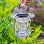 abordables Lampe anti-insectes-Piège à moustiques solaire d'extérieur en acier inoxydable, résistant aux insectes volants et étanche, idéal pour la terrasse, le jardin ou la cour.