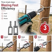 halpa Strumenti di misurazione e misurazione-Wire Twisting Tool for Electric Drill, 2 Pcs Power Drill Wire Twister Attachment for Fencing, Barbed Wire, T-Post Clips, Heavy Duty Metal Tool for Fence Repair, Fast Efficiency, Less Hand Strain
