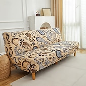 baratos Sofa Cover-Printed Futon Cover Stretch Sofa Bed Slipcovers Full Twin Queen Size Armless Couch Loveseat Protector Covers with Elastic Bottom for Living Room Bedroom Furniture