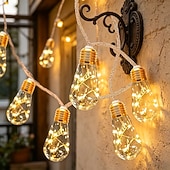 abordables Luces solares para exteriores-Guirnalda de luces solares de 11,6 m con 25 luces LED para camping, playa, bodas, patios, jardines, caminos, fiestas al aire libre y decoración de paisajes.