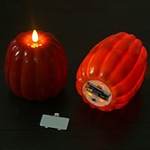 billige Innendørs- og festbelysning-Halloween gresskar LED flammeløst stearinlys, batteridrevet mykt glødende flimrende gresskarlys, AA batteridrevet borddekor til høst Thanksgiving soverom stue spisestue kaféfest