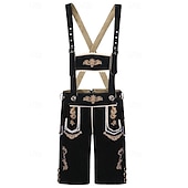 cheap Lederhosen Set-Oktoberfest Bundhosen Shorts Lederhosen Above Knee Embroidered German Alpine Heritage Wiesn Men's Carnival Beer Festival Traditional Style Cloth