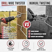 halpa Strumenti di misurazione e misurazione-Wire Twisting Tool for Electric Drill, 2 Pcs Power Drill Wire Twister Attachment for Fencing, Barbed Wire, T-Post Clips, Heavy Duty Metal Tool for Fence Repair, Fast Efficiency, Less Hand Strain