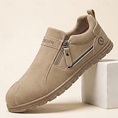 Χαμηλού Κόστους Slip-On Καθημερινά Παπούτσια-Ανδρικά μπεζ slip-on casual παπούτσια – ελαφριά και άνετα παπούτσια για περπάτημα, εύκολα στο περπάτημα, για ταξίδια, δουλειά, οδήγηση, πεζοπορία και καθημερινές δραστηριότητες.