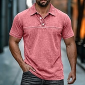 ieftine Polo clasic pentru bărbați-Cămașă spălată cu acid SoftFade™ Cămașă de golf bărbați Casual Afaceri Guler polo rib Tăiată Mâneca scurtă Modă Basic Solid Color Butoane Spălate Vară Primăvară Croială obișnuită Negru Verde deschis