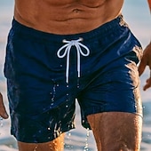 cheap Men's Swim Shorts-Men's Swim Trunks Swim Shorts Board Shorts Drawstring with Mesh lining Plain Solid Colored Quick Dry Above Knee Casual Beach Holiday Hawaiian Casual / Sporty Blue Khaki Stretchy