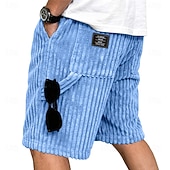 preiswerte Lässige Shorts-Herren Shorts Sommershorts Freizeitshorts Cordshorts Tasche Elastischer Bund Einfach Texture Komfort Atmungsaktiv Knielang Lässig Outdoor Strand Urlaub Mode Khaki Marineblau Unelastisch