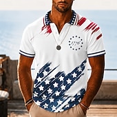 tanie Patriotyczne 250 Pola-2026 250. Męskie koszulki polo z amerykańską flagą USA Krótki rękaw Koszule polo z kołnierzykiem Casual Athleisure Ubranie na festiwal 3D Druk Guziki Oddychająca Siatka Wiosna i Lato Biała 1 Biała 2