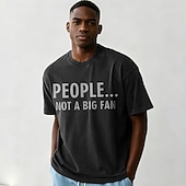  Men's People Not A Big Fan Funny 100 Cotton Acid Wash Heavyweight T-shirt Short Sleeve T shirt DTG Crew Neck Shirt Fashion Daily Holiday Spring Summer Clothing Apparel