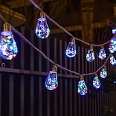 abordables Luces solares para exteriores-Guirnalda de luces solares de 11,6 m con 25 luces LED para camping, playa, bodas, patios, jardines, caminos, fiestas al aire libre y decoración de paisajes.
