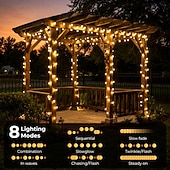preiswerte Solar-Außenleuchten-12m Lichterketten 100 LEDs Solarmodul Warmweiß Kaltweiß Rot Kreative Lichterketten Festtagslichter Halloween Innenbereich Kreativ USB-betrieben Solarbetrieben