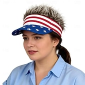  Perruque-chapeau drapeau américain, casquette patriotique à visière commémorative du 250e anniversaire des États-Unis avec cheveux hérissés, chapeau rouge, blanc et bleu pour la fête nationale