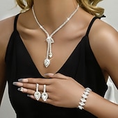 cheap Jewelry Sets-Jewelry Set Three-piece Suit Chrome 1 Necklace 1 Bracelet Earrings Women's Fashion Luxury Jewelry Set For Party