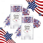 Stick glitterato patriottico per il corpo del 4 luglio, 1/2 stick glitterato rosso, bianco e blu per il viso, glitter impermeabile per il festival del 4 luglio per corpo, capelli e viso, glitter