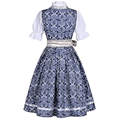 abordables Conjunto de Dirndl-Oktoberfest Vestido de dirndl Conjunto de dirndl Blusa con falda acampanada Jacquard Encaje Mucama Alemán alpino Herencia prados Mujer Carnaval Festival de Cerveza Paño de estilo tradicional