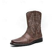 halpa Cowboy &amp; Western Boots-miesten klassiset lännentyyliset cowboy-saappaat – kestävät nahkaiset maalaistyyliset saappaat festivaaleille, ulkojuhliin, livemusiikkitapahtumiin ja rentoon lännenmuotiin