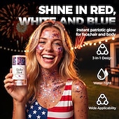  Stick glitterato patriottico per il corpo del 4 luglio, 1/2 stick glitterato rosso, bianco e blu per il viso, glitter impermeabile per il festival del 4 luglio per corpo, capelli e viso, glitter