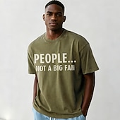  Men's People Not A Big Fan Funny 100 Cotton Acid Wash Heavyweight T-shirt Short Sleeve T shirt DTG Crew Neck Shirt Fashion Daily Holiday Spring Summer Clothing Apparel