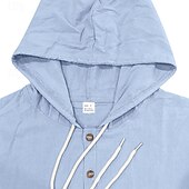 economico Vacanza-Da uomo Camicia Camicia di lino Camicia Estiva Abbigliamento da spiaggia Camicia con Bottoni Semplice Casuale Quotidiano Nero Bianco Giallo Blu marino Manica Lunga Con Cappuccio Primavera &amp; Estate