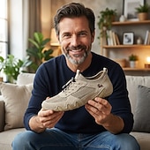 economico Scarpe Casual con Lacci-Scarpe da trekking da uomo beige in mesh, scarpe da trail running con lacci, scarpe da passeggio leggere e antiscivolo per viaggi, campeggio e uso quotidiano.