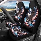 cheap Car Seat Covers-American Flag Bald Eagle Car Seat Covers Set of 2, Patriotic USA Flag Front Bucket Seat Protectors Universal Fit for SUV Truck Sedan Van, Durable Breathable Car Interior Decor Accessories
