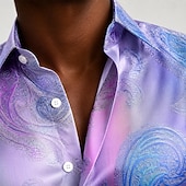 voordelige Heren Satijnen Overhemd-Voor heren Paisley Bloemenprint Overgangskleur Overhemd Satijnen overhemd Korte mouw Etnisch Dagelijks Vakantie Zomer Lente Strijkijzer 3D-afdrukken Overhemden met knoopjes blauw Lichtgroen Roze Paars