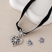 cheap Accessories-Oktoberfest Jewelry Set Necklace Earrings set Heart Edelweiss Bavarian German Munich Wiesn Women's Carnival Beer Festival Traditional Style Cloth